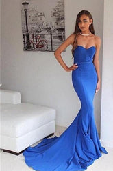 Mermaid Sweetheart Handmade Long Prom Dresses With Sweep Train